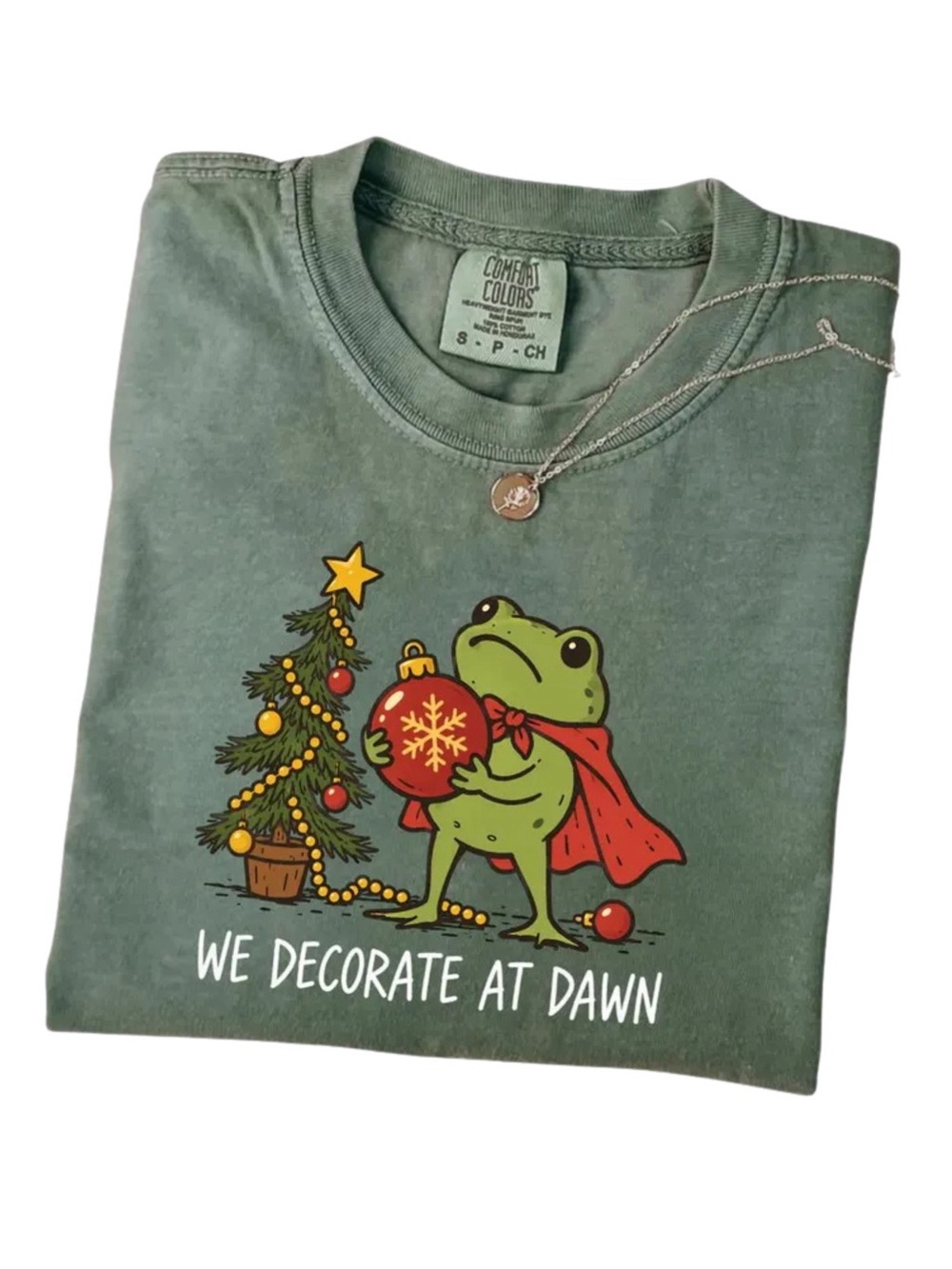 Comfort Colors Moss Christmas Frog Graphic Tee
